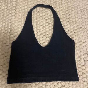 Brandy Melville Navy Blue Halter Crop Top